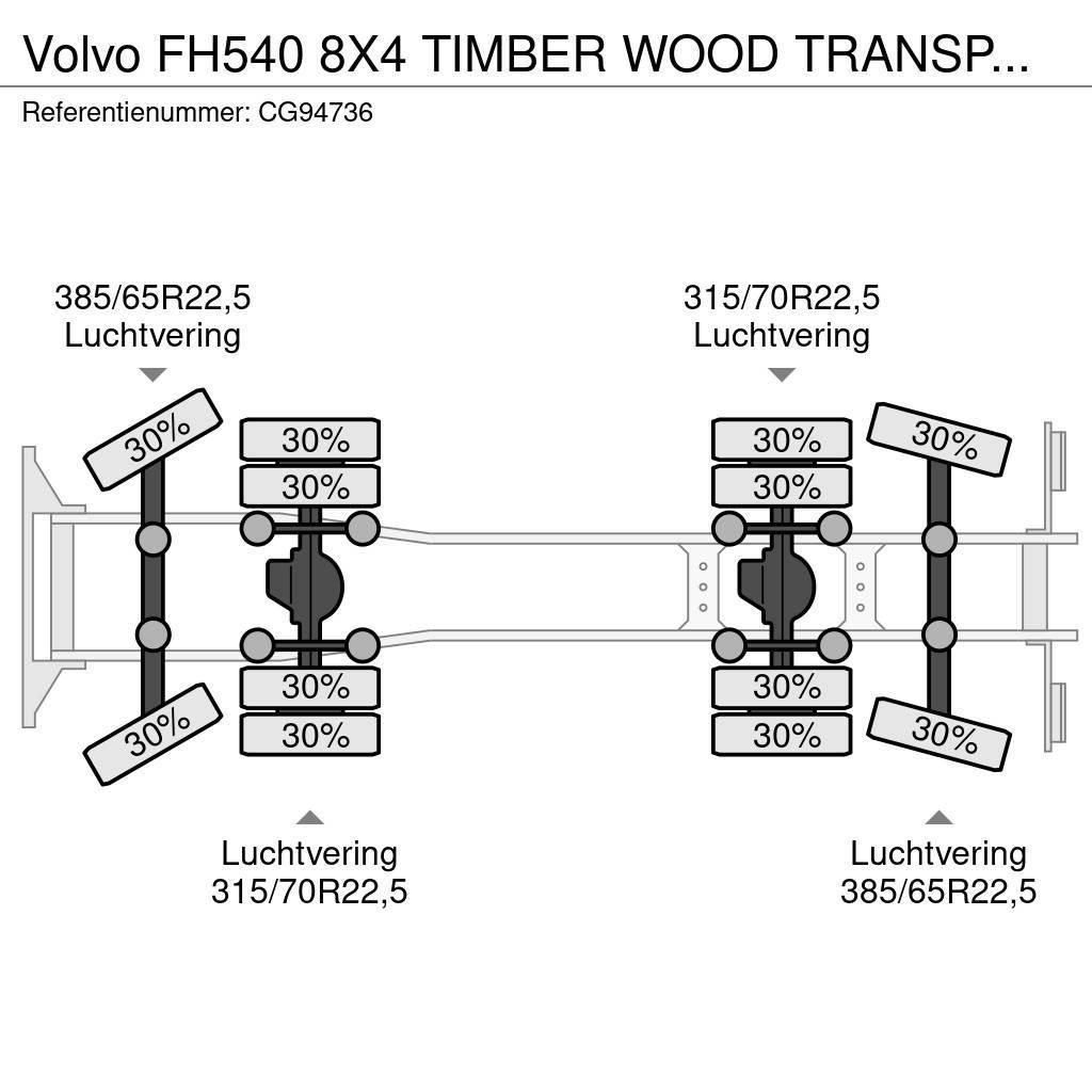 Volvo FH540 8X4 TIMBER WOOD TRANSPORT COMBI WITH TRAILER Γερανοί παντός εδάφους