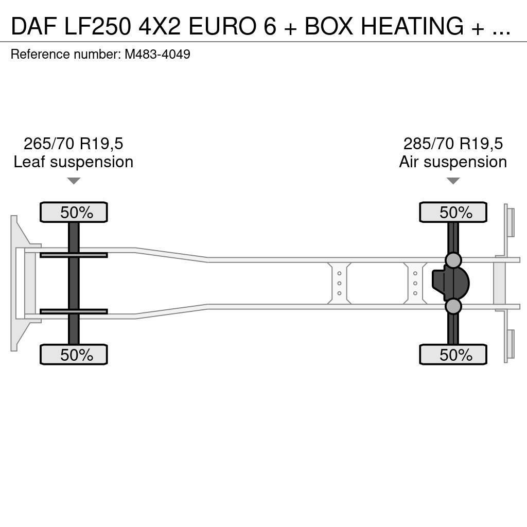 DAF LF250 4X2 EURO 6 + BOX HEATING + LIFT 2000 KG. Box body trucks