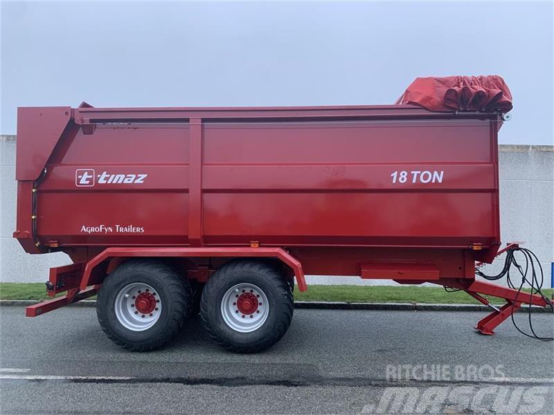 Tinaz 18 tons bagtipvogne med skydepresenning Tipper trailers