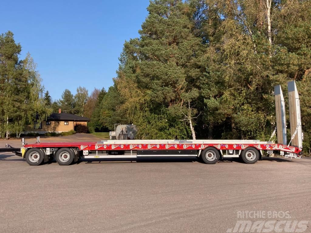 Humbaur 4-AKSELINEN + 12,2M SUORA KANSI, LEVIKKEET + HYDRA Low loader-semi-trailers