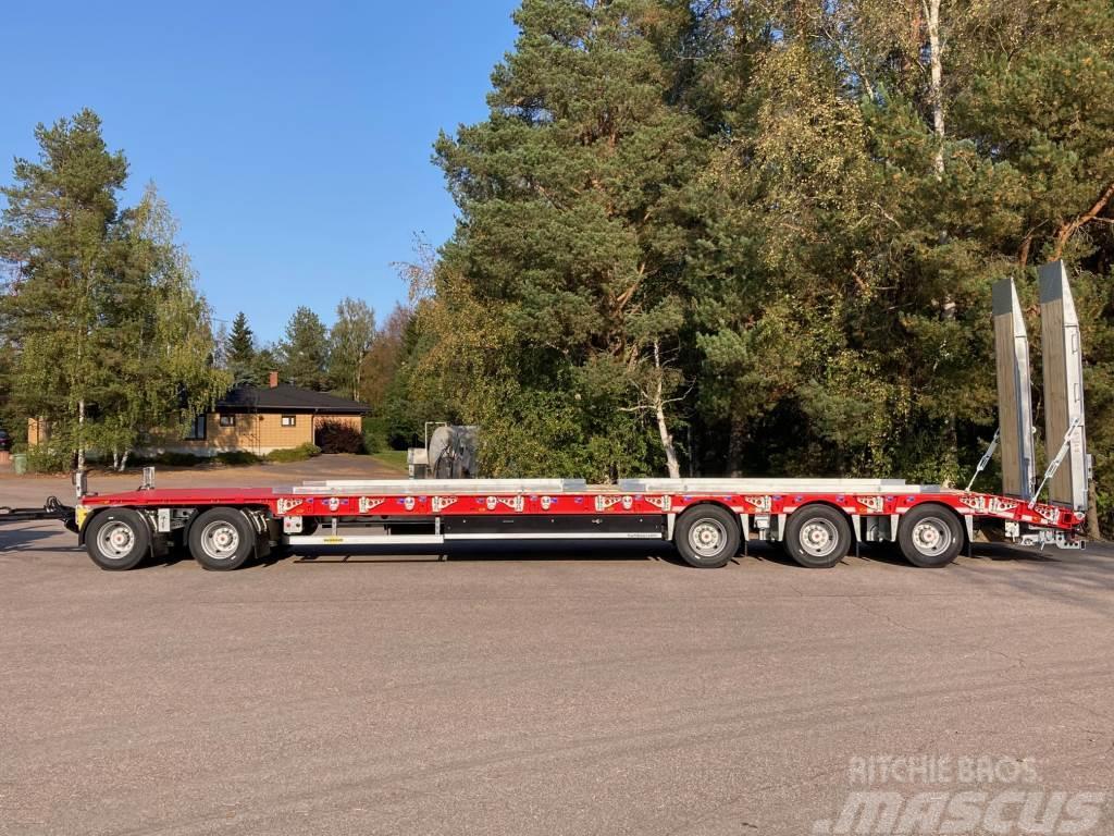 Humbaur 5-AKSELINEN + 12,2M SUORA KANSI + LEVIKKEET + HYDR Low loader-semi-trailers