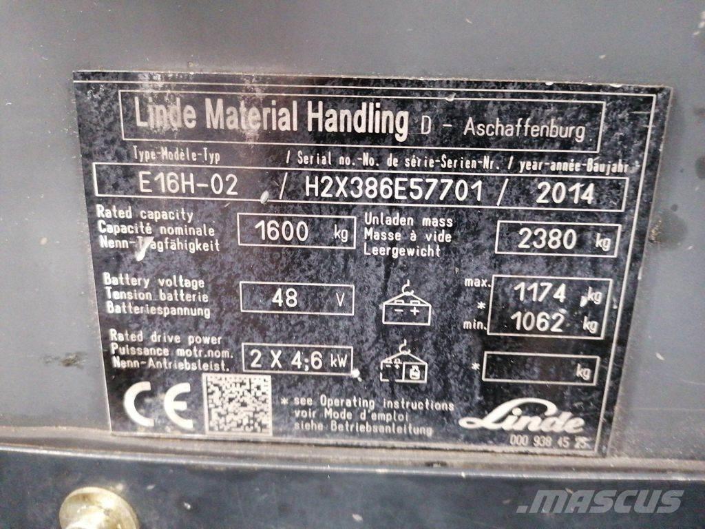 Linde E16H-02 Ηλεκτρικά περονοφόρα ανυψωτικά κλαρκ