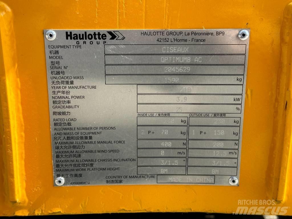 Haulotte OPTIMUM 8 Ανυψωτήρες ψαλιδωτής άρθρωσης
