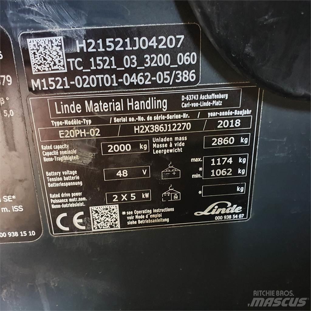Linde E20PH Ηλεκτρικά περονοφόρα ανυψωτικά κλαρκ