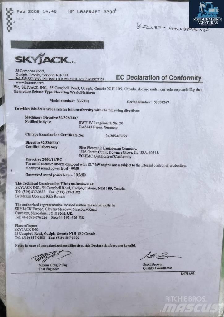 SkyJack 9250 Ανυψωτήρες ψαλιδωτής άρθρωσης