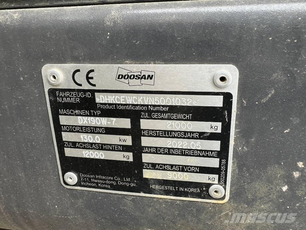 Doosan DX 190 W-7 Εκσκαφείς με τροχούς - λάστιχα