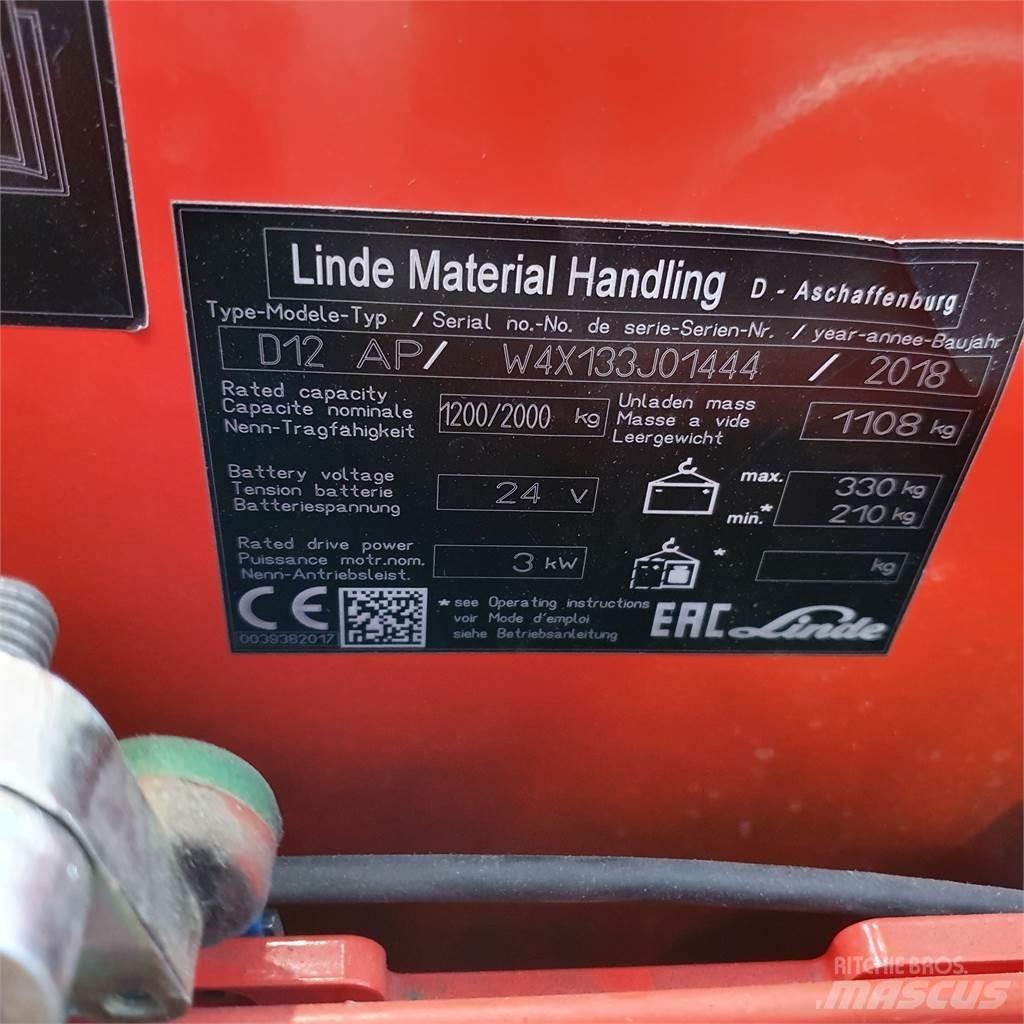 Linde D12AP Παλετοφόρα πεζού χειριστή με ιστό