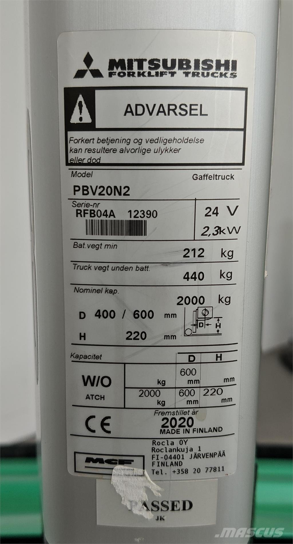 Mitsubishi PBV20N2 Φορτηγά με πλατφόρμα