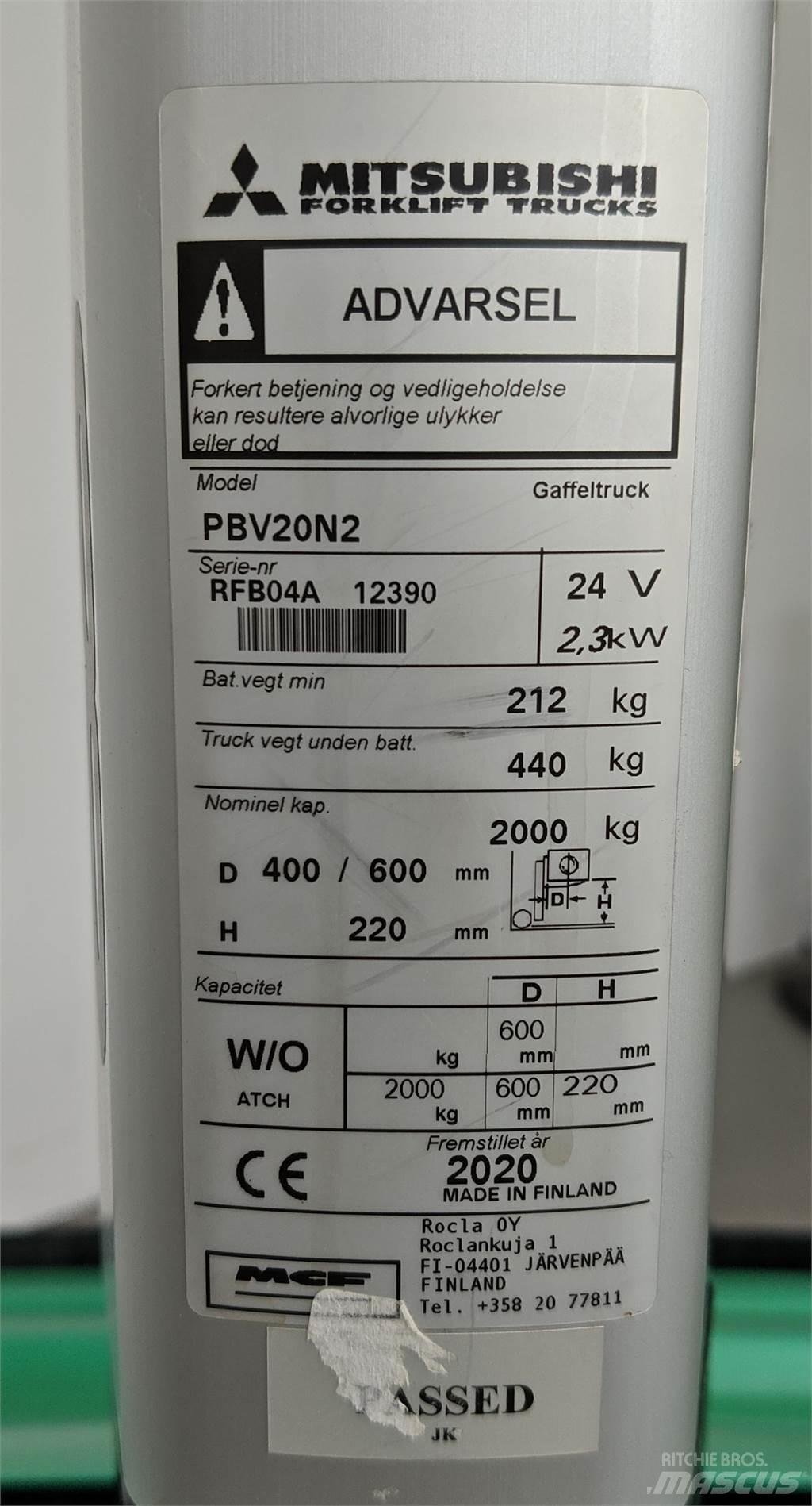 Mitsubishi PBV20N2 Περονοφόρα ανυψωτικά κλαρκ - άλλα