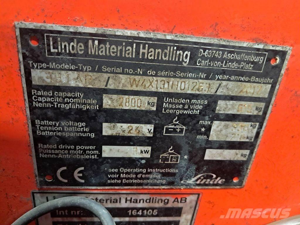 Linde T30 Χειροκίνητο περονοφόρο ανυψωτικό