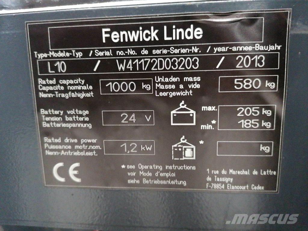 Linde L10 Παλετοφόρα πεζού χειριστή με ιστό