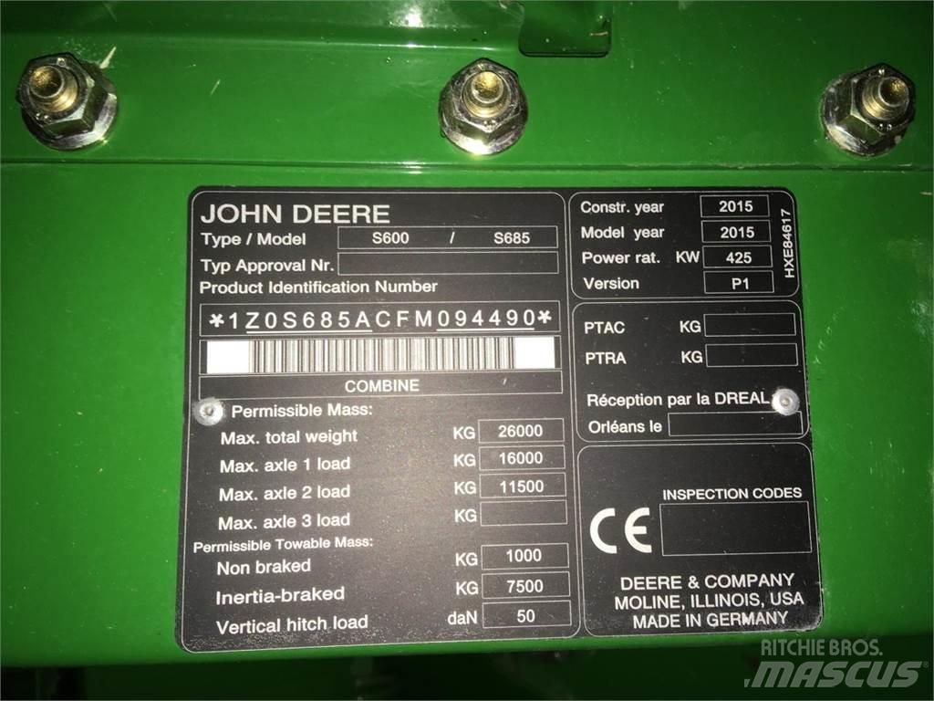 John Deere S685 Θεριζοαλωνιστικές μηχανές