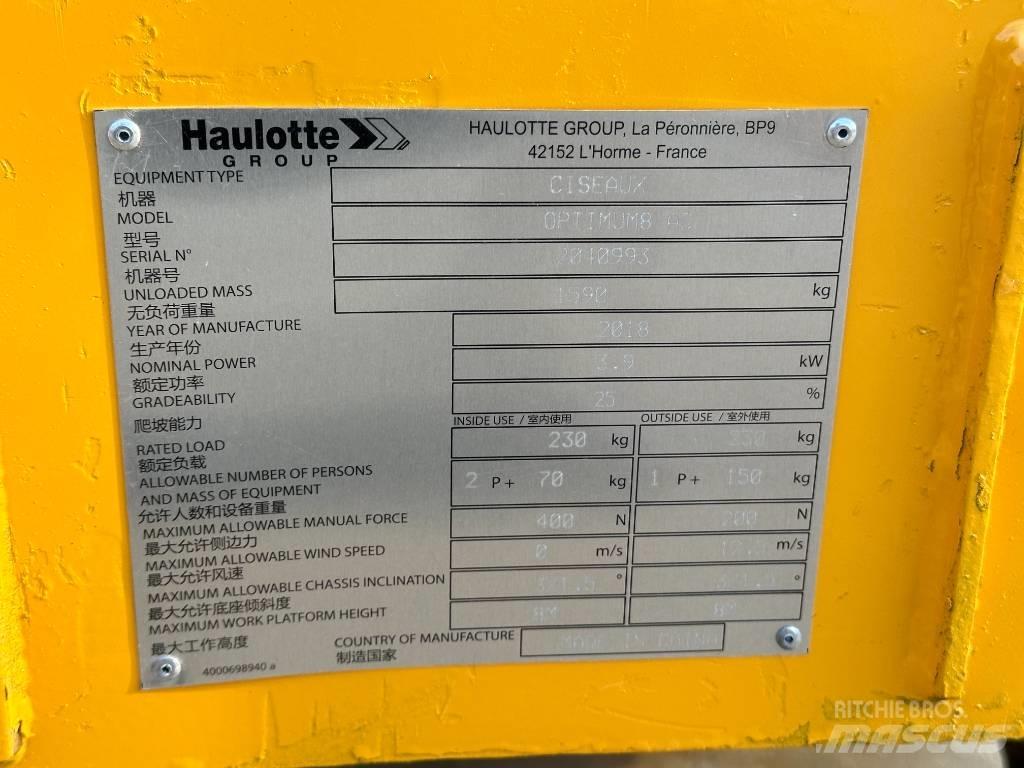 Haulotte OPTIMUM 8 Ανυψωτήρες ψαλιδωτής άρθρωσης