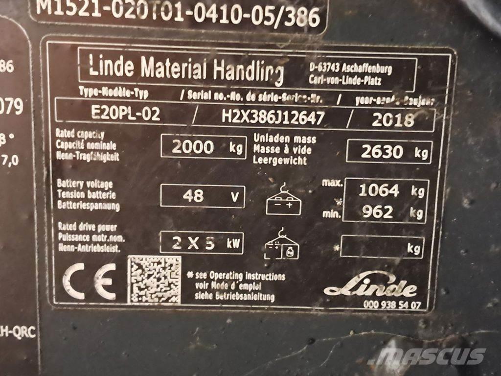 Linde E20PL-02 Ηλεκτρικά περονοφόρα ανυψωτικά κλαρκ
