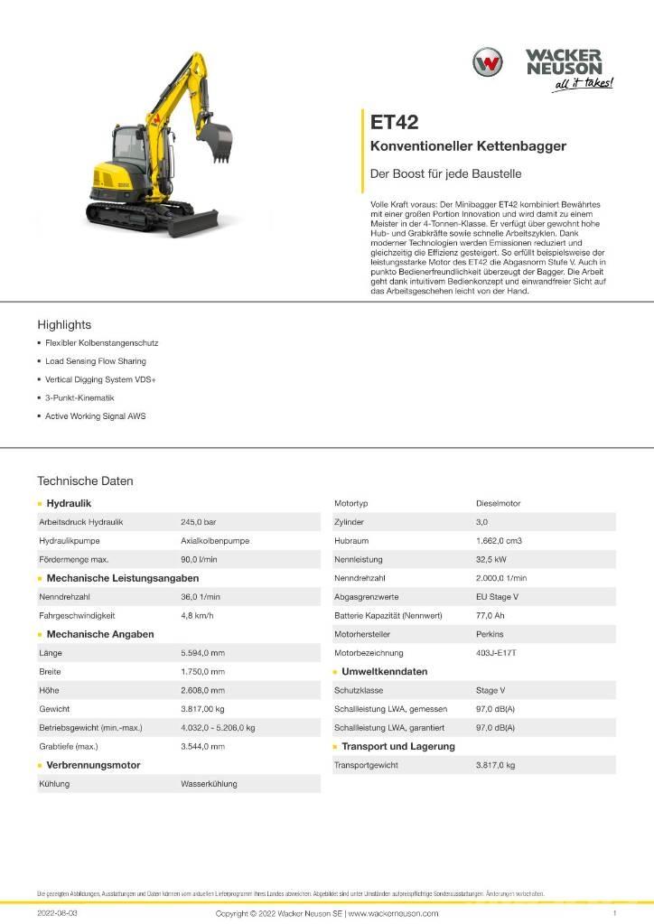 Wacker Neuson ET 42 Εκσκαφείς με ερπύστριες