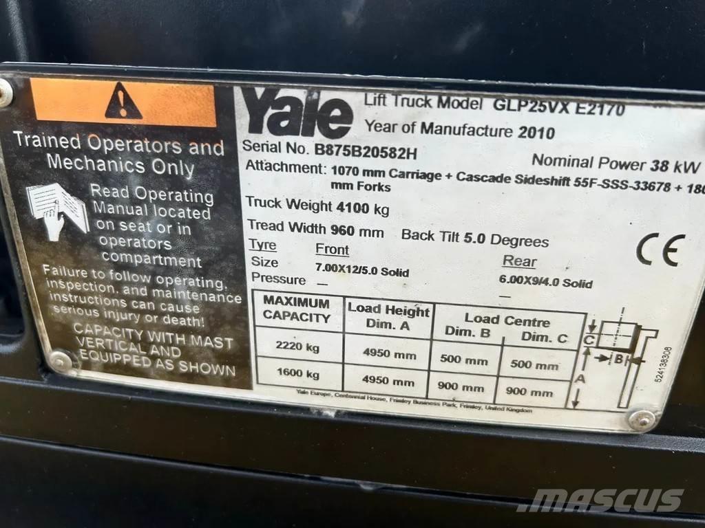 Yale 2.5 Heftruck Περονοφόρα ανυψωτικά κλαρκ με φυσικό αέριο LPG