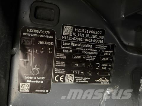 Linde E20L-02 Ηλεκτρικά περονοφόρα ανυψωτικά κλαρκ