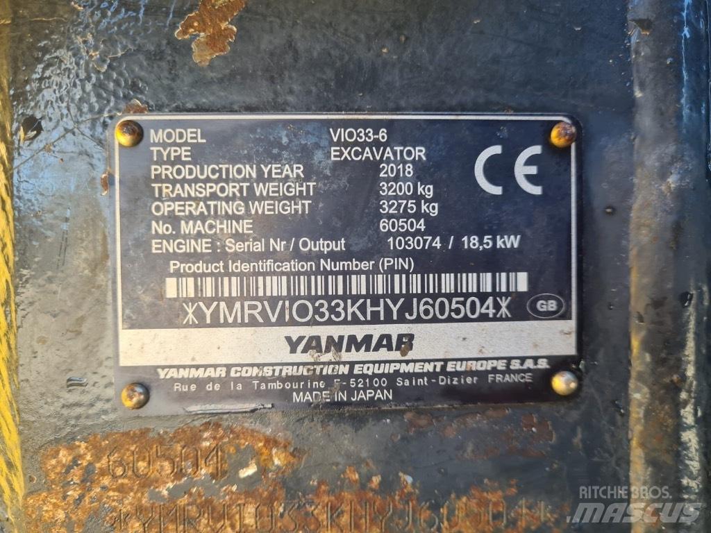 Yanmar VIO33-6 Εκσκαφάκι (διαβολάκι) < 7t