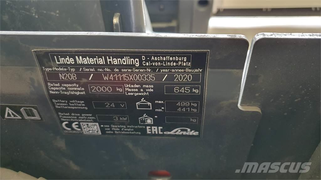 Linde N20B Περονοφόρο ανυψωτικό συλλογής παραγγελιών μικρού ύψους