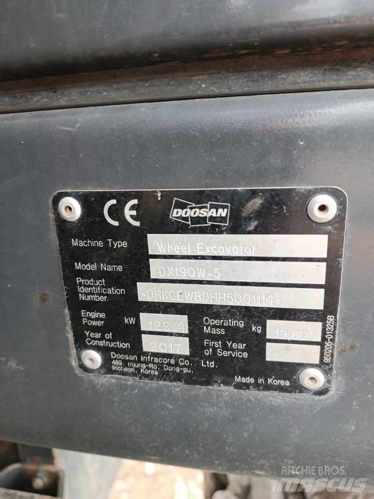 Doosan DX 190 W-5 Εκσκαφείς με τροχούς - λάστιχα