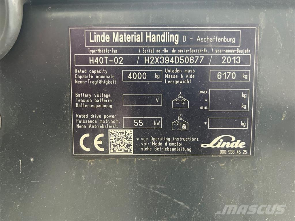 Linde H40T-02 Περονοφόρα ανυψωτικά κλαρκ με φυσικό αέριο LPG