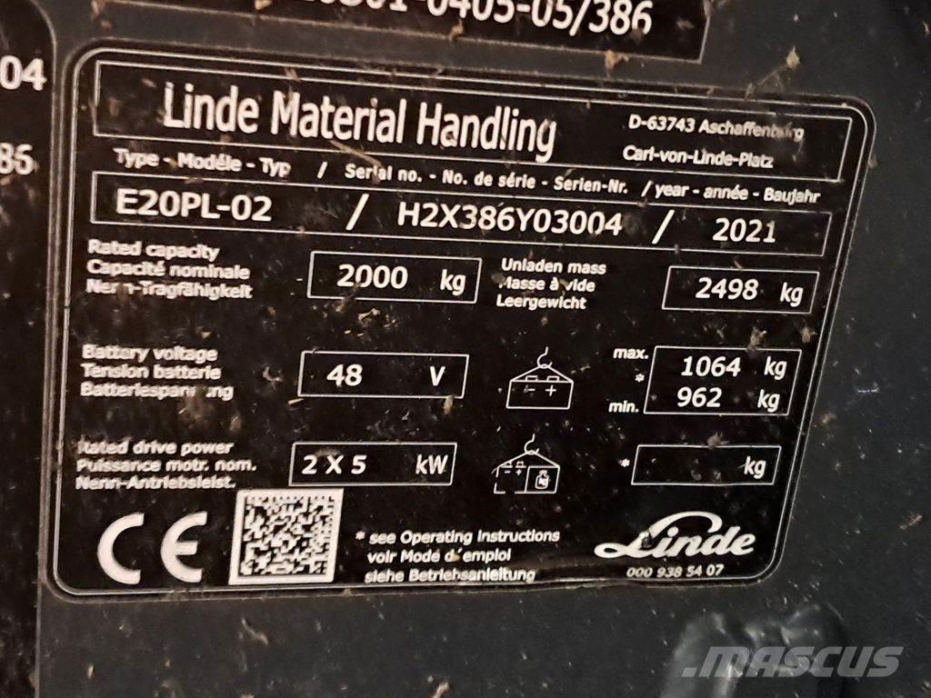 Linde E20PL-02 Ηλεκτρικά περονοφόρα ανυψωτικά κλαρκ