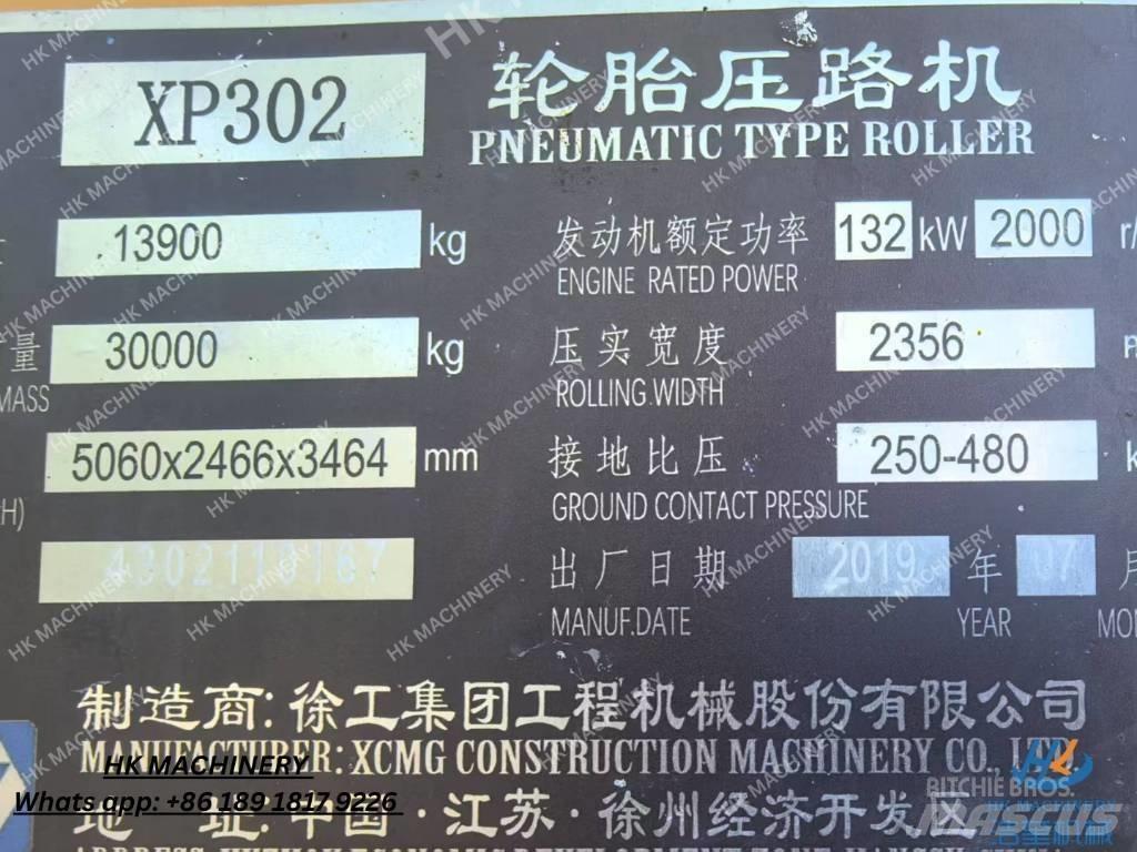 XCMG XP302 Κύλινδροι με επίσωτρα με αέρα