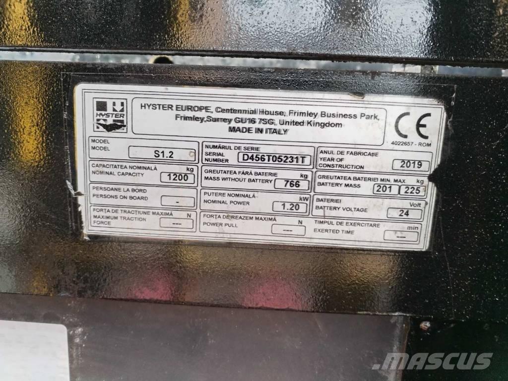 Hyster S 1.2 Παλετοφόρα πεζού χειριστή με ιστό