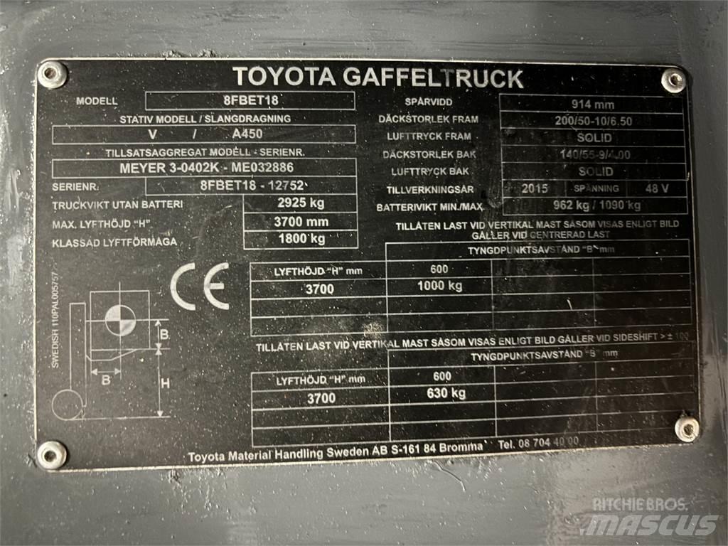 Toyota 8FBET18 Ηλεκτρικά περονοφόρα ανυψωτικά κλαρκ