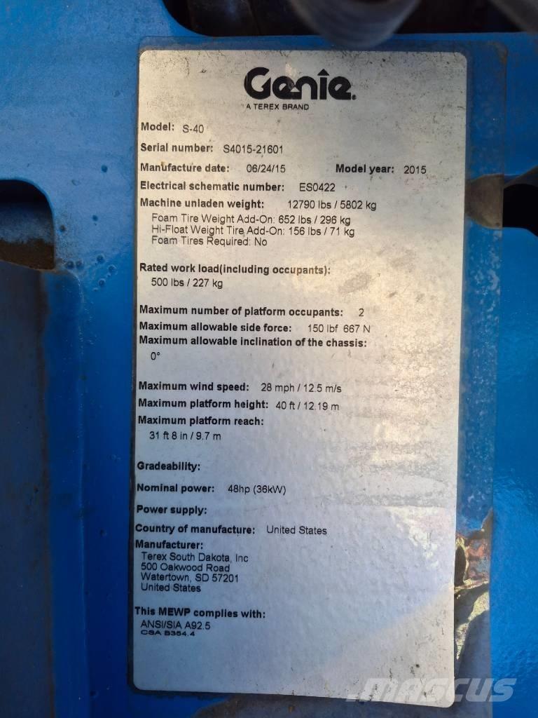 Genie S 40 Ανυψωτήρες με τηλεσκοπικό βραχίονα