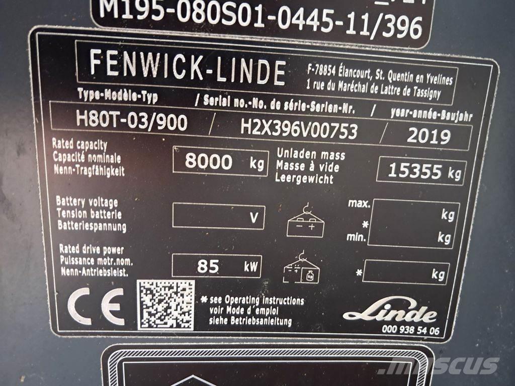 Linde H80T/03-900 Περονοφόρα ανυψωτικά κλαρκ με φυσικό αέριο LPG