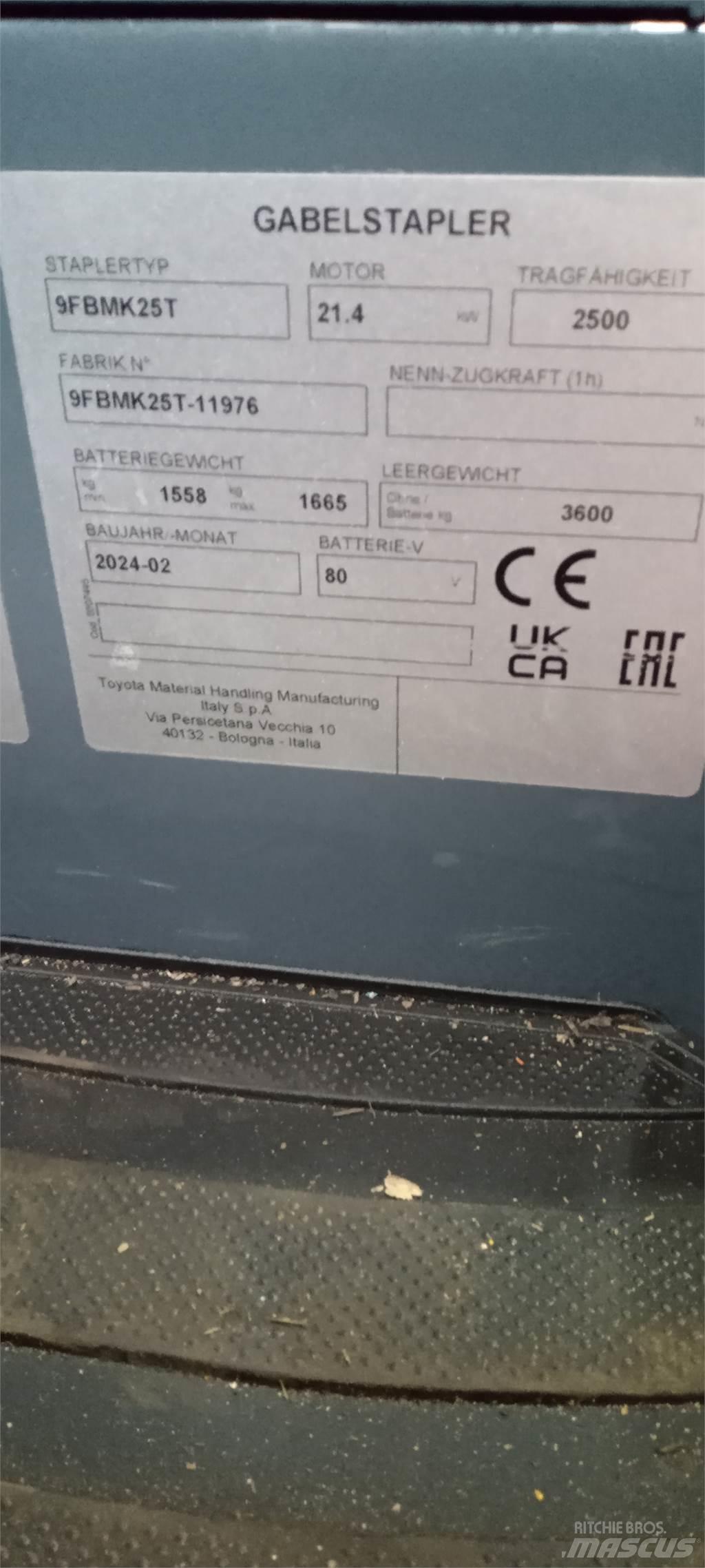 Toyota 9FBMK25T Ηλεκτρικά περονοφόρα ανυψωτικά κλαρκ