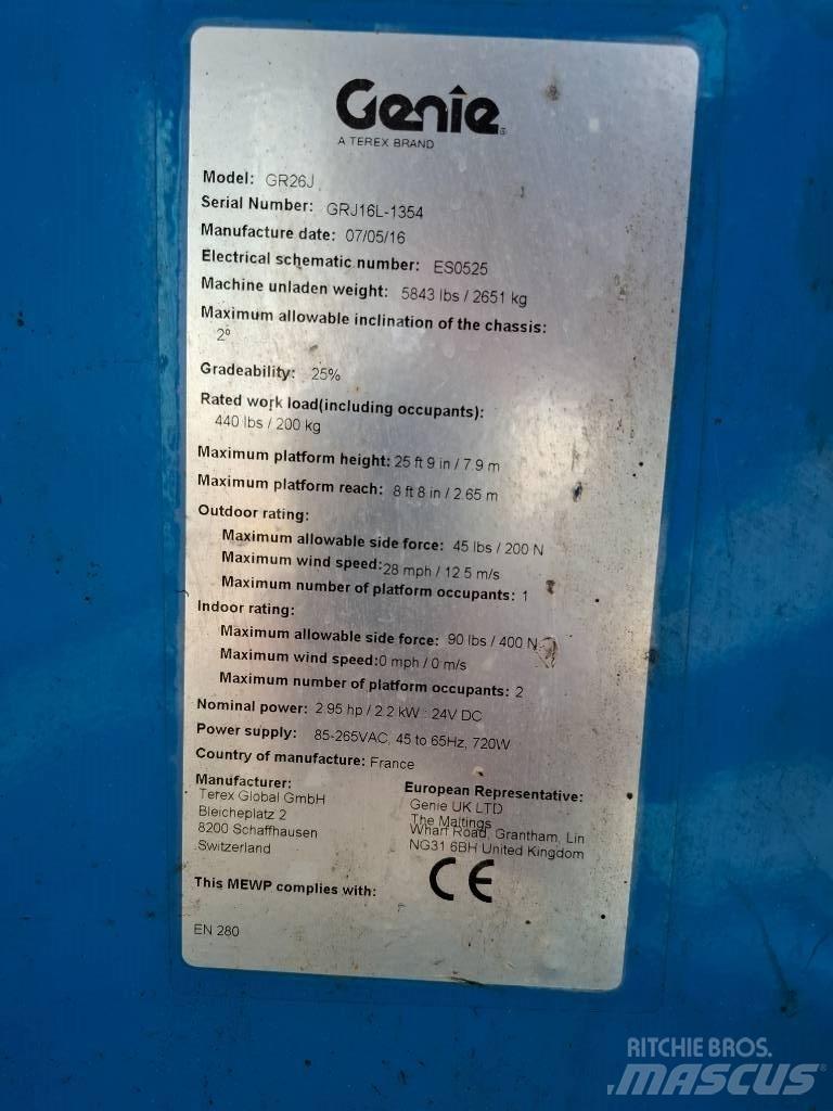 Genie GR 26 J Ανυψωτήρες με κατακόρυφους πυλώνες
