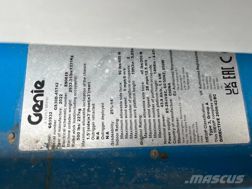 Genie GS 1932E-Drive Ανυψωτήρες ψαλιδωτής άρθρωσης