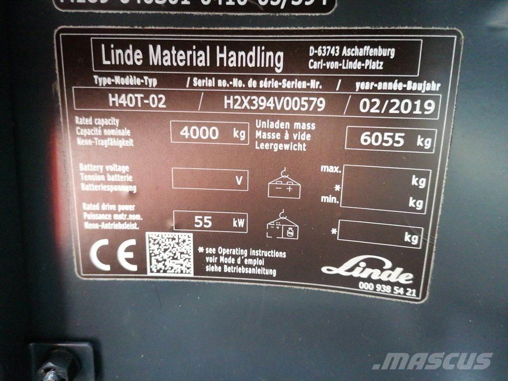 Linde H40T-02 Περονοφόρα ανυψωτικά κλαρκ με φυσικό αέριο LPG