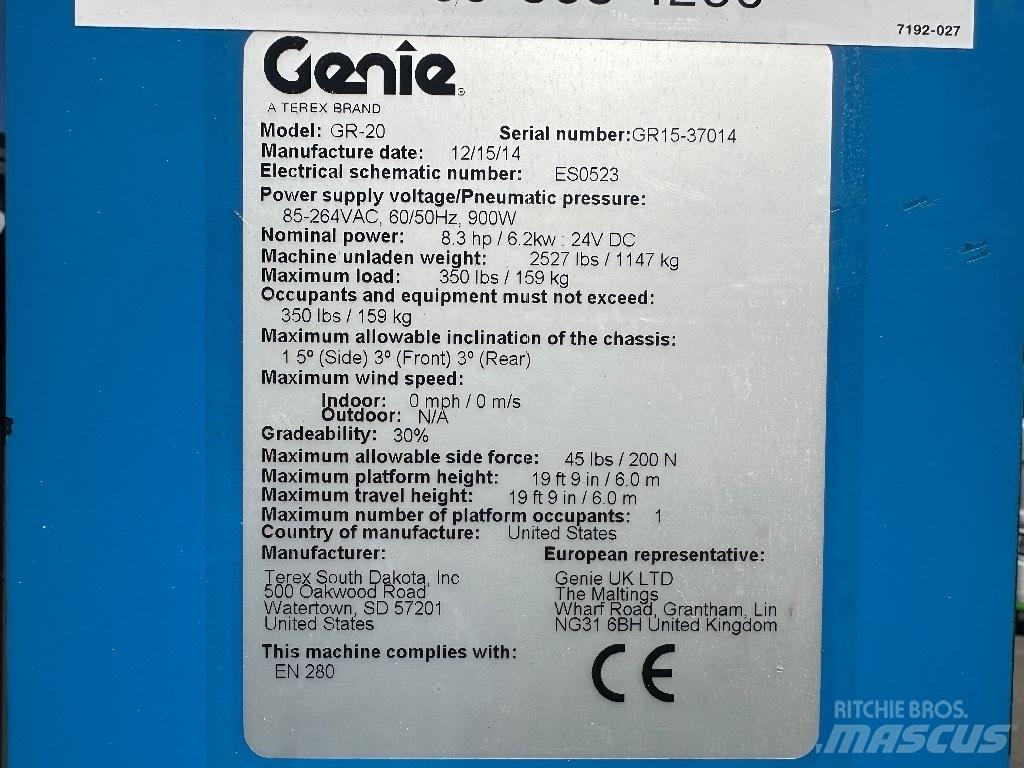 Genie GR 20 Ανυψωτήρες με κατακόρυφους πυλώνες