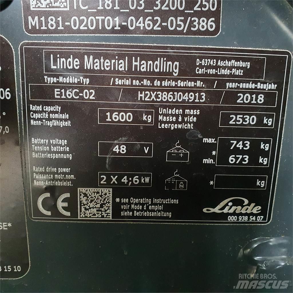 Linde E16C Ηλεκτρικά περονοφόρα ανυψωτικά κλαρκ