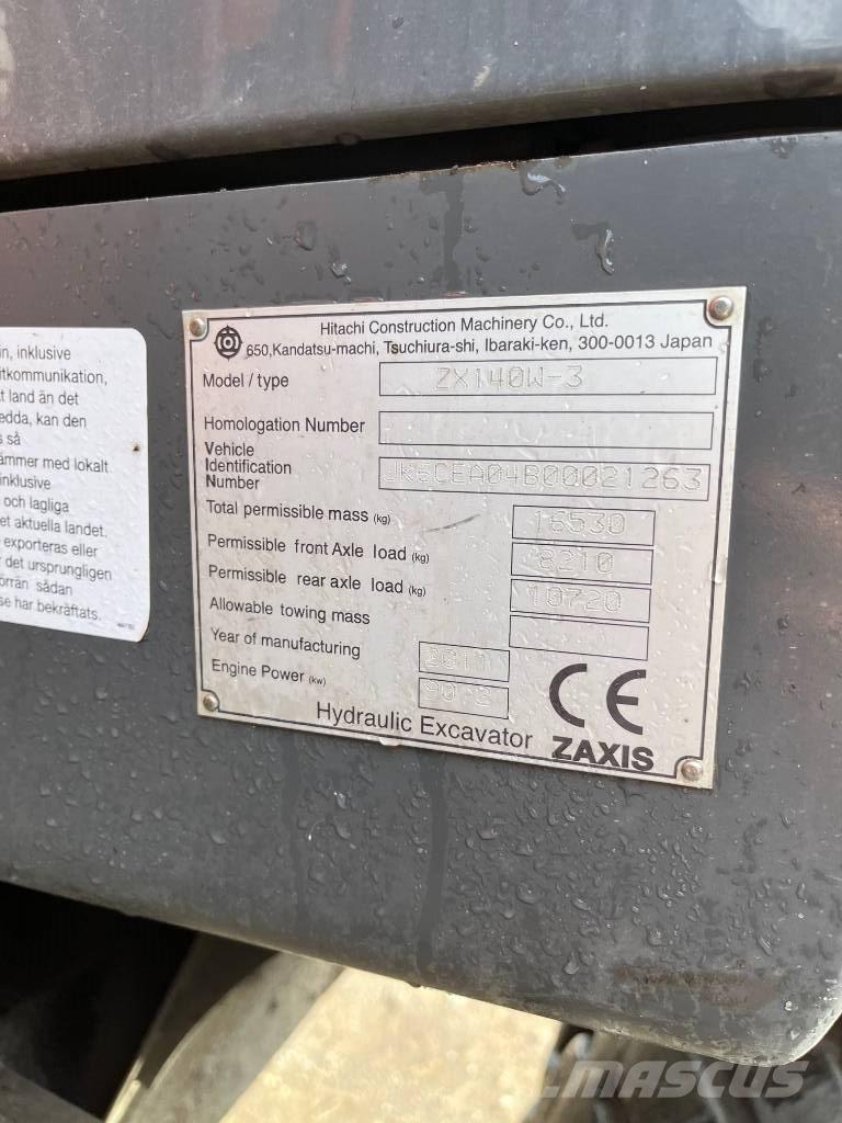 Hitachi ZX140W-3 Εκσκαφείς με τροχούς - λάστιχα