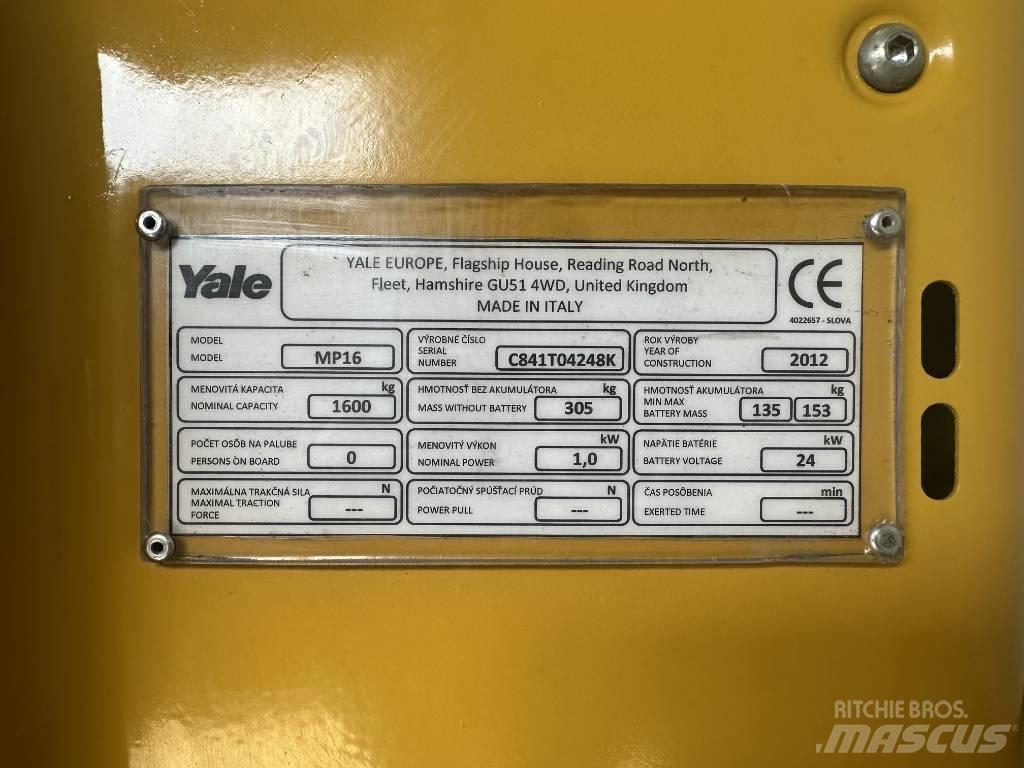Yale MP16 Χειροκίνητο περονοφόρο ανυψωτικό