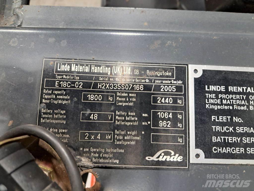 Linde E18C-02 Ηλεκτρικά περονοφόρα ανυψωτικά κλαρκ