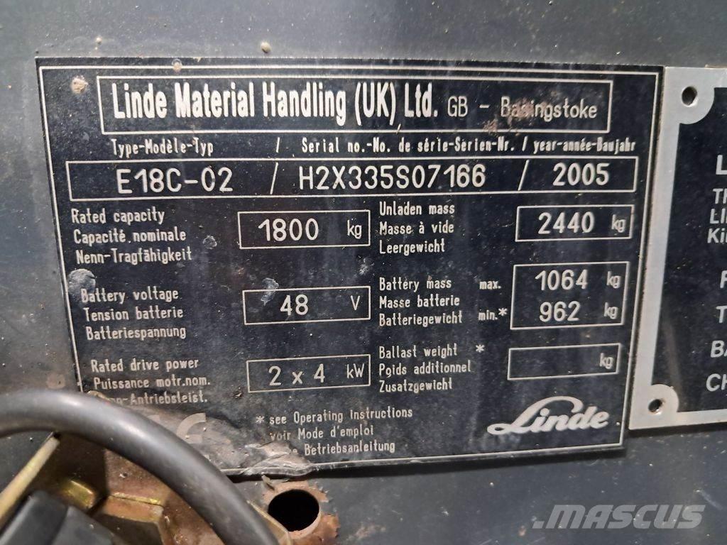 Linde E18C-02 Ηλεκτρικά περονοφόρα ανυψωτικά κλαρκ