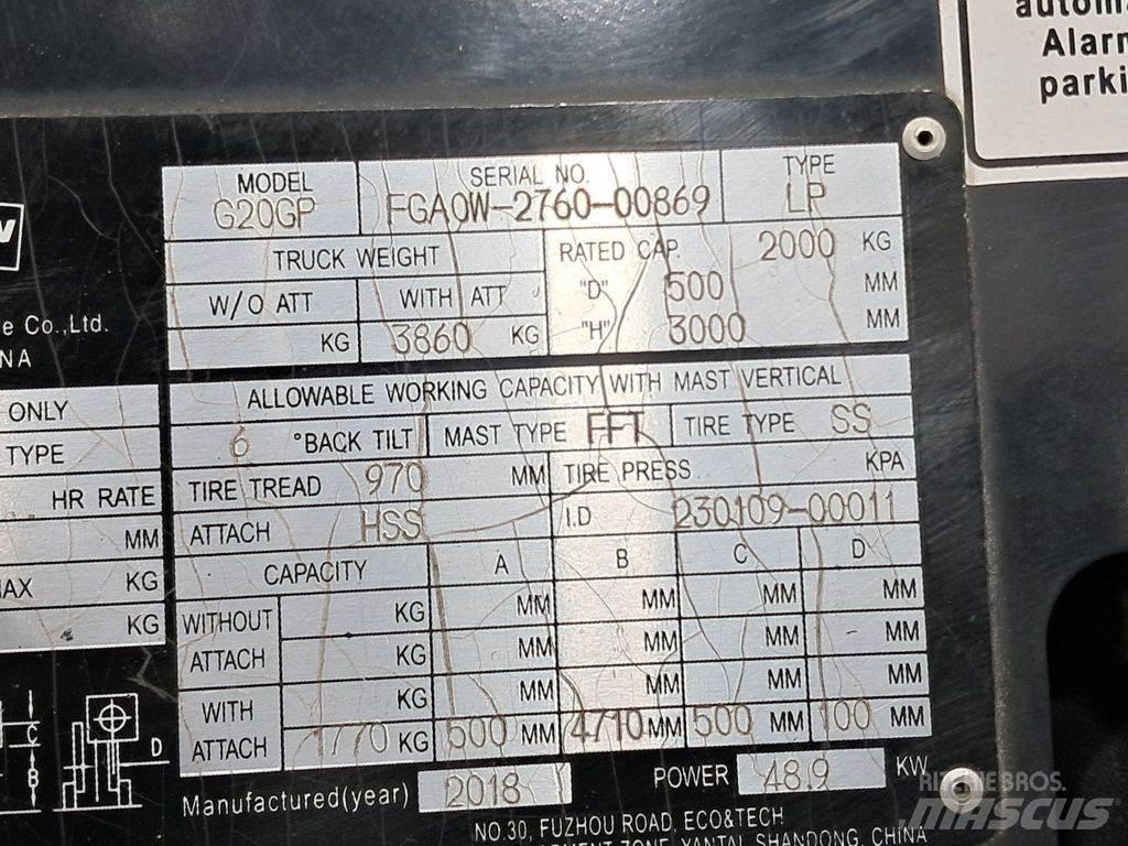 Doosan G20GP Περονοφόρα ανυψωτικά κλαρκ με φυσικό αέριο LPG
