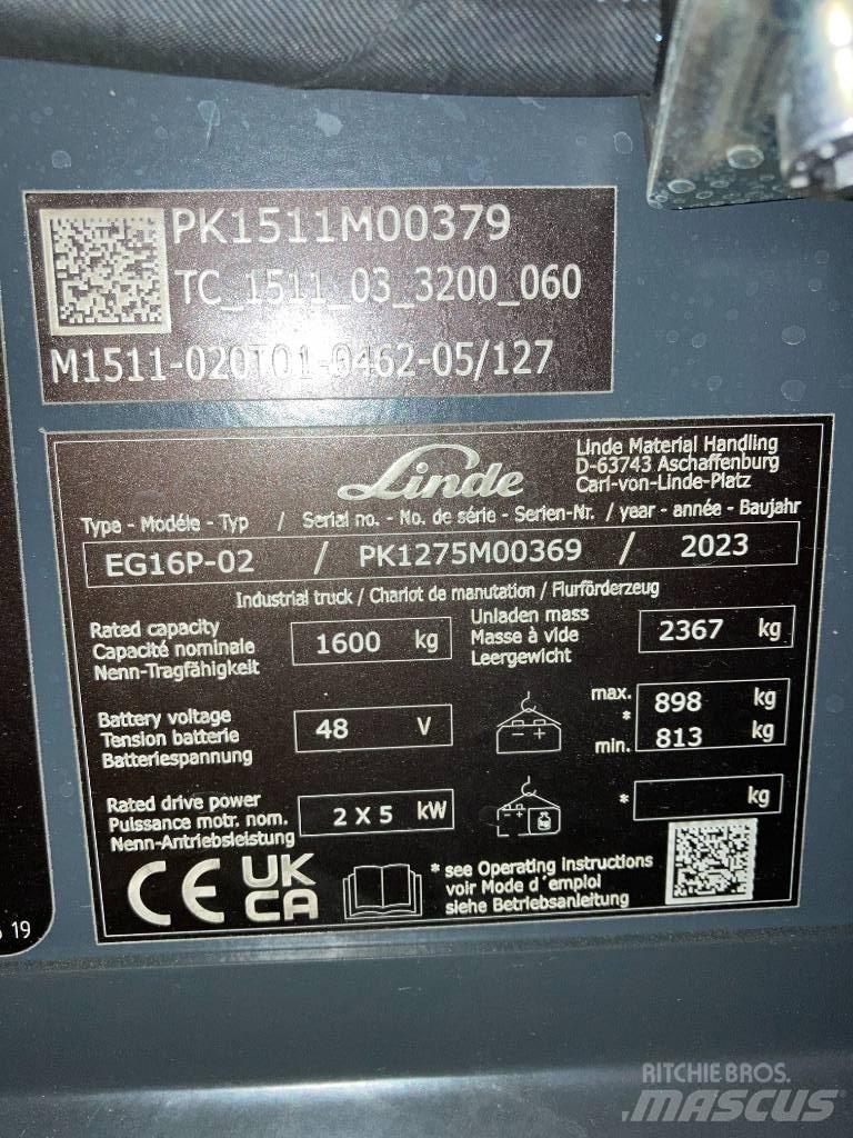 Linde EG16P/1275-02 Ηλεκτρικά περονοφόρα ανυψωτικά κλαρκ