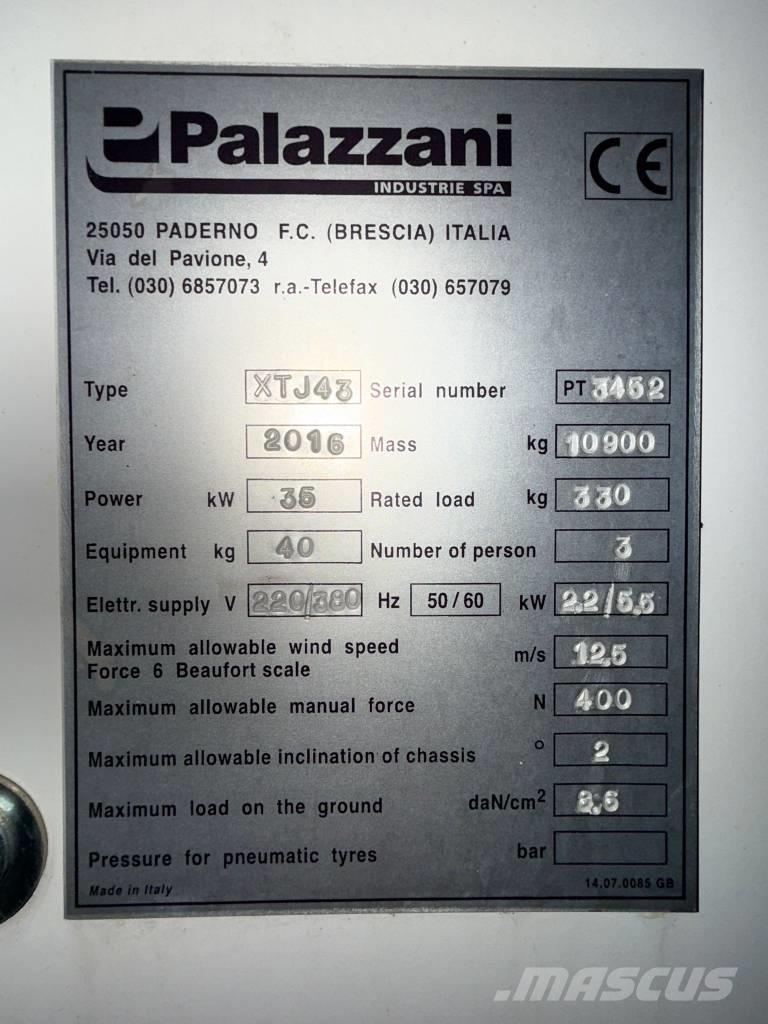 Palazzani XTJ 43 Ανυψωτήρες με τηλεσκοπικό βραχίονα