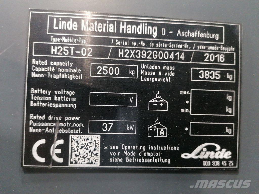Linde H25T-02 Περονοφόρα ανυψωτικά κλαρκ με φυσικό αέριο LPG