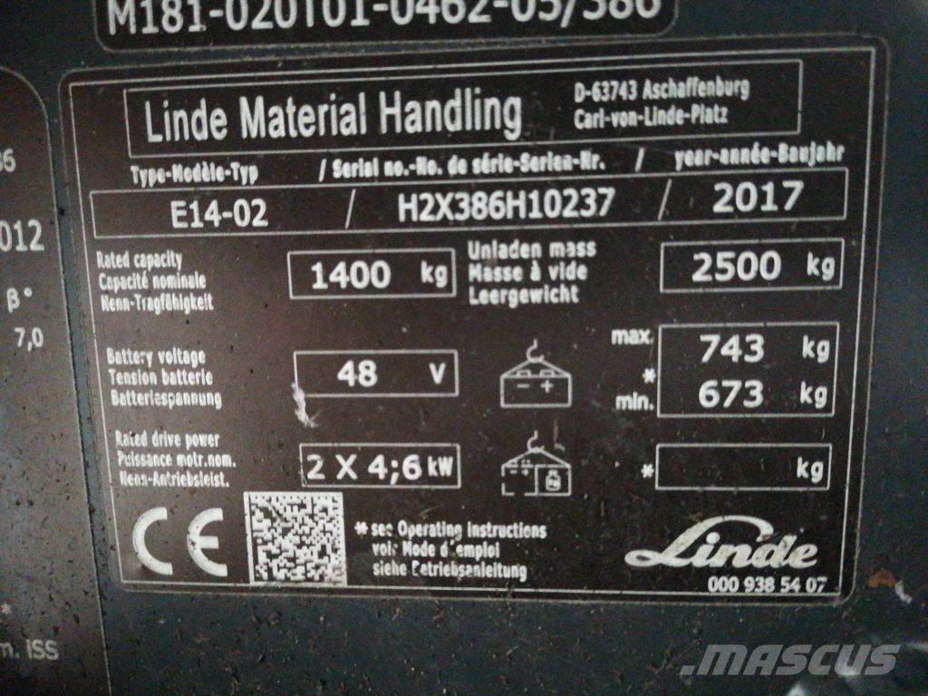 Linde E14-02 Ηλεκτρικά περονοφόρα ανυψωτικά κλαρκ