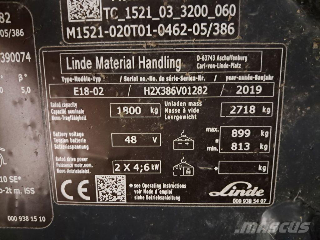 Linde E18-02 Ηλεκτρικά περονοφόρα ανυψωτικά κλαρκ