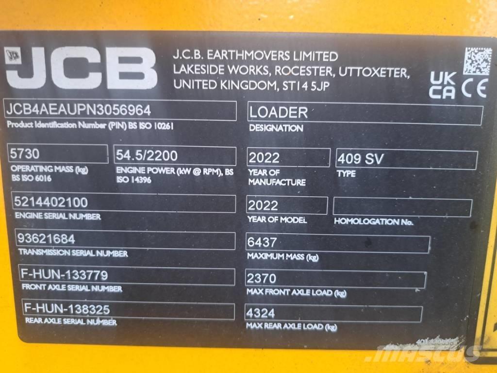 JCB 409 Φορτωτές με λάστιχα (Τροχοφόροι)