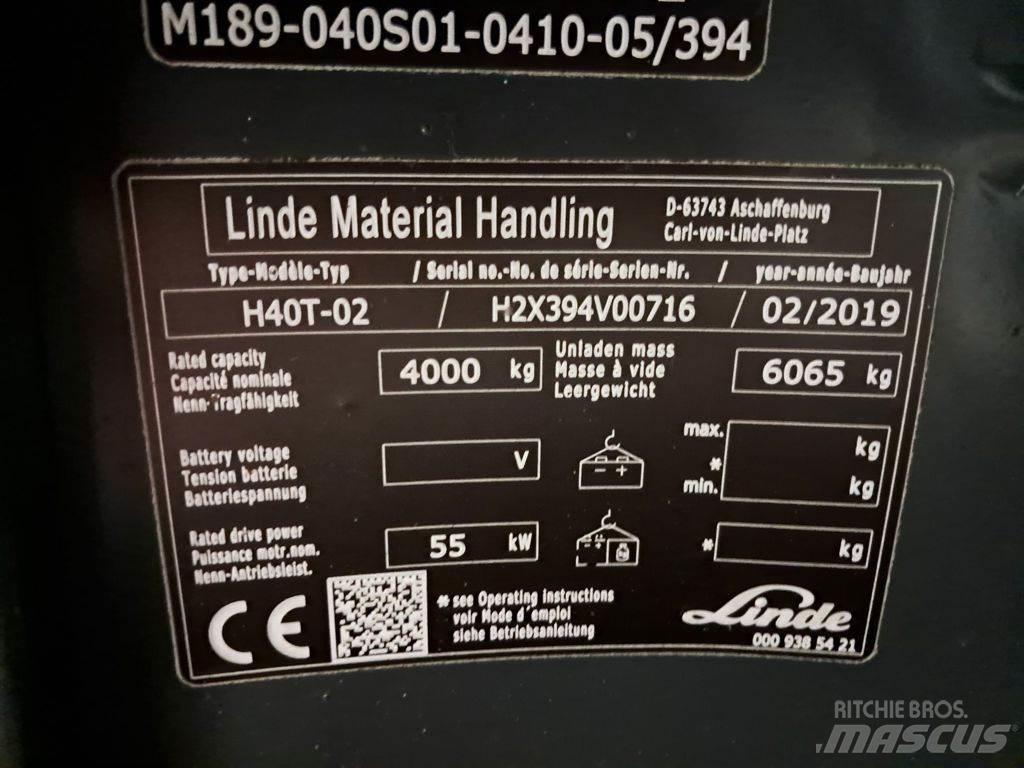 Linde H40T-02 Περονοφόρα ανυψωτικά κλαρκ με φυσικό αέριο LPG