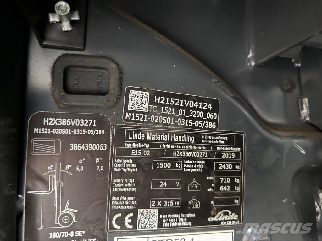 Linde E15 -02 Ηλεκτρικά περονοφόρα ανυψωτικά κλαρκ